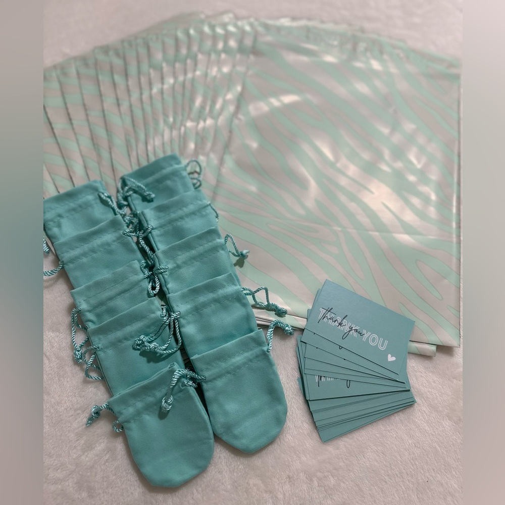 LAST SET Mint Green Zebra Print Poly Mailers & Aqua Shipping Essentials Set - Picture 6 of 6